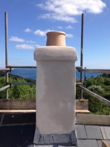 Lime Rendered Chimney Stack in Ruan Minor