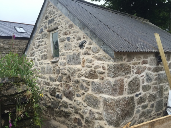 Lime pointing a grade 2 building in Blisland Cornwall