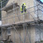 3 coat lime render at cusgarne village in cornwall
