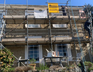 Lime rendering grade 2 listed building Falmouth