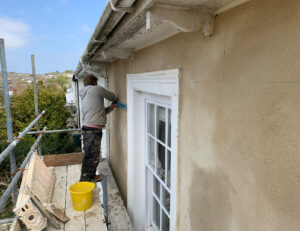 Lime rendering grade 2 listed building Falmouth
