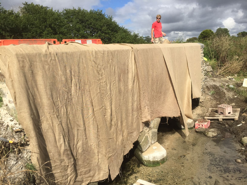 Traditional Bridge Lime Pointing Covered with Hessian Material