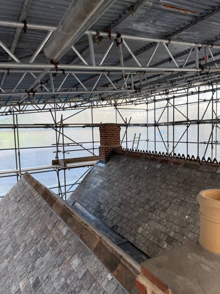 Rebuilding in heritage brick chimney stacks